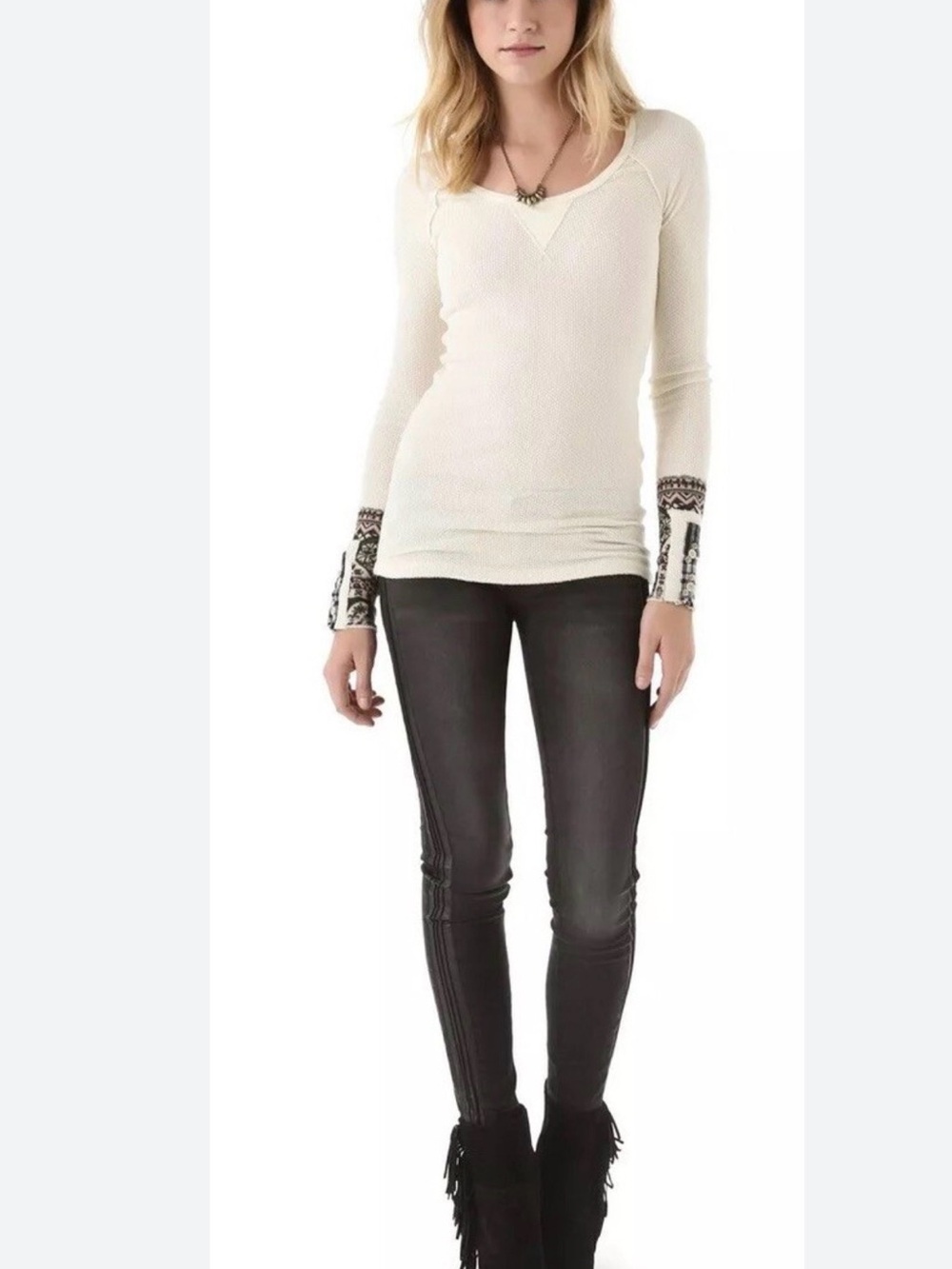 ⭐️Free People Hyperactive Thermal Top with Studded Cuffs⭐️